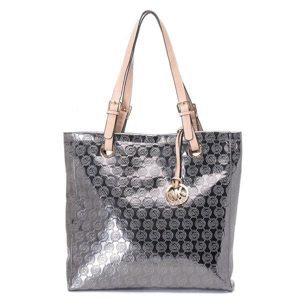 michael kors monogram mirror metallic north south tote sølv Engros Billig mu0ap